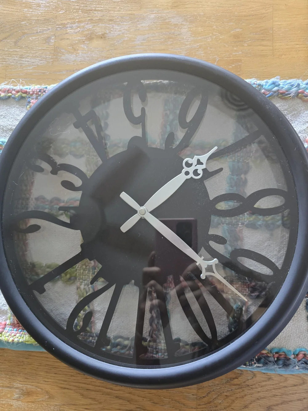 Contemporary Black Wall Clock with Silver Hands - Home Wall Decor